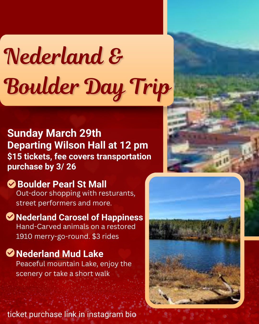 Nederland and Boulder Day Trip 3/29